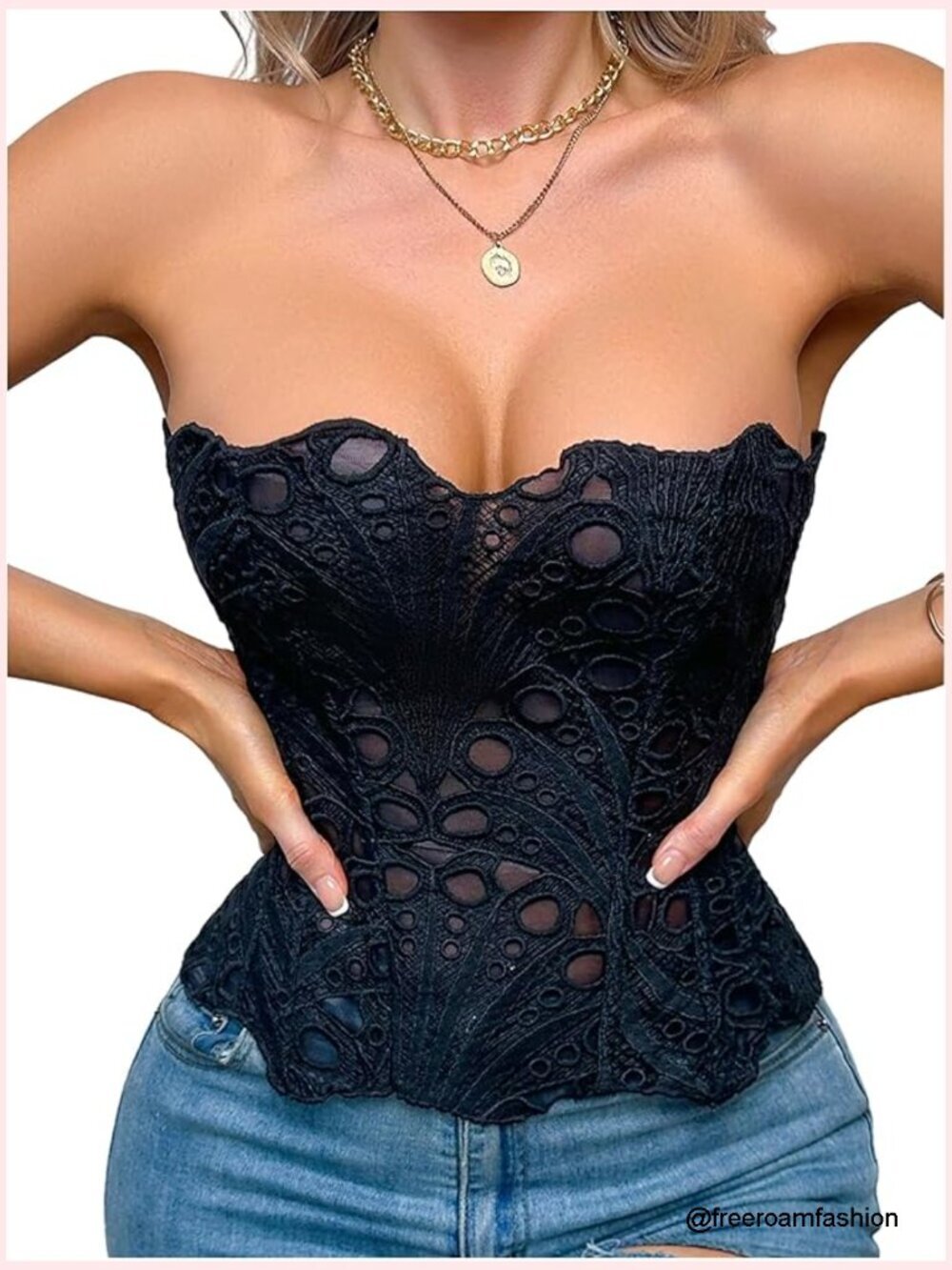 Strapless Lace Up Corset Bustier Top Shapewear for Women